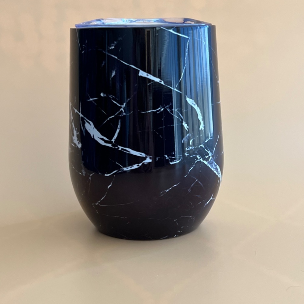 New with Box  Wine Tumbler 12oz Stainless Steel Black Marble Color